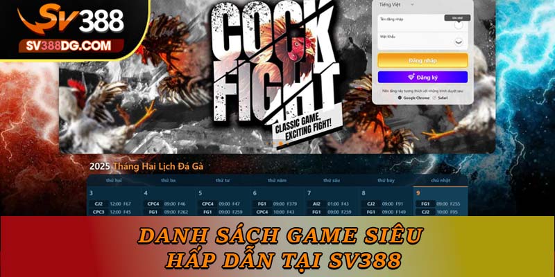 Danh sách game siêu hấp dẫn tại SV388